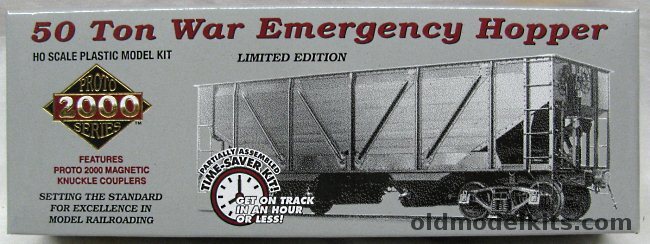 Life-Like HO Proto 2000 Series 50 Ton War Emergency Hopper - (Unmarked) - HO Scale Model Train Kit, 23926 plastic model kit